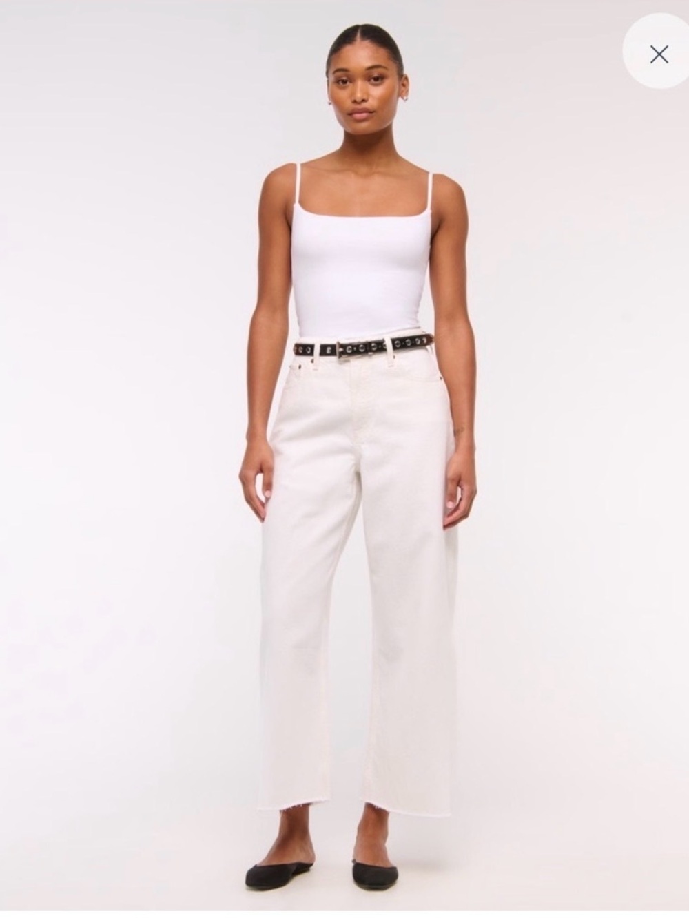 Abercrombie & Fitch Cream Wide-Leg Cropped Jeans